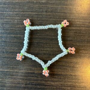 Delicate Floral Beaded Bracelet - Pink and Green
